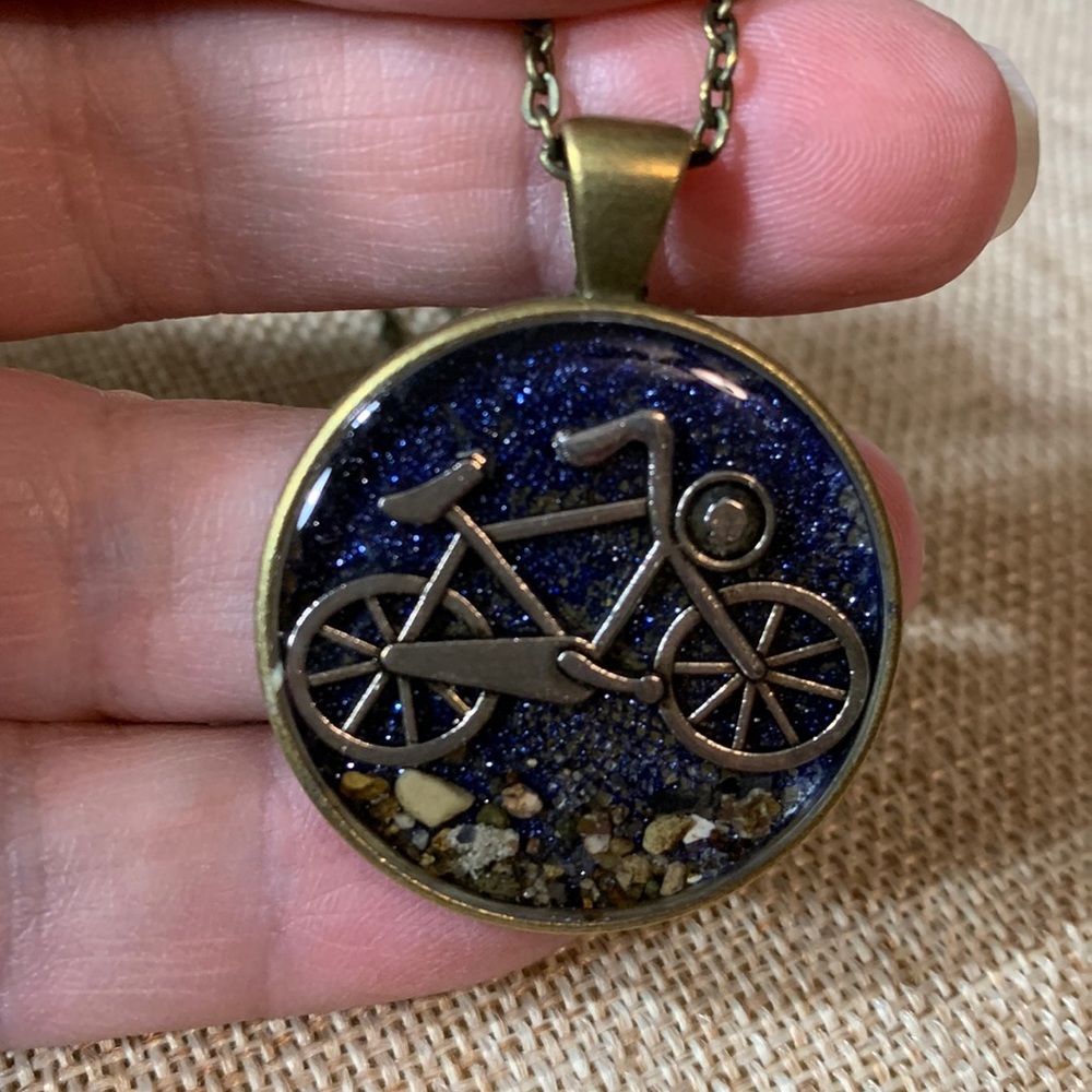 Bike Bicycle Necklace Resin New 18”
